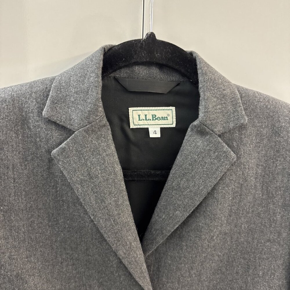 Vintage LL Bean Wool Blazer Jacket Womens Size 4 Grey Business Casual 3 Button - Picture 4 of 10